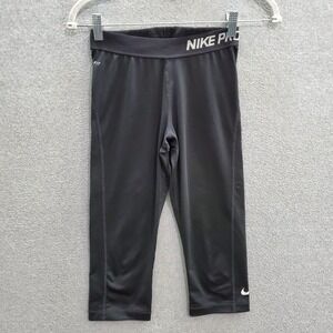 Adidas Women Activewear Pants Small Black Leggings Pro Capri Low Rise 17" Inseam